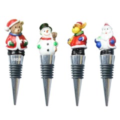 4 Pieces Snowman Bear Dear Claus Wine Stopper Cork