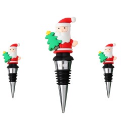 PVC Sax Santa Clause Wine Cork Bottle Stopper