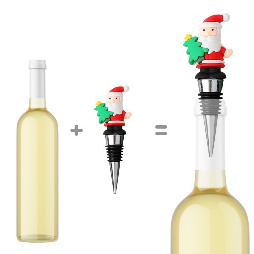 PVC Sax Santa Clause Wine Cork Bottle Stopper