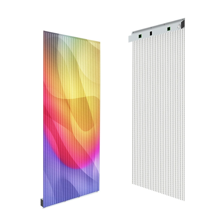 Flexible Transparent LED Film Screen integrated into architectural glass facade