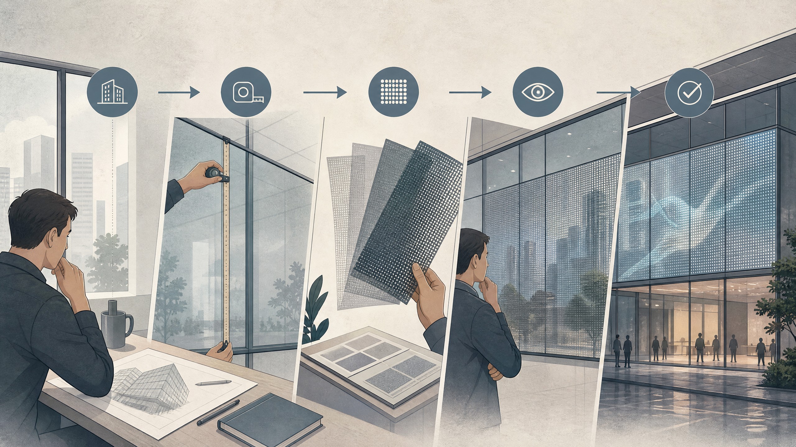 Editorial illustration for LED mesh screen outdoor commercial signage planning