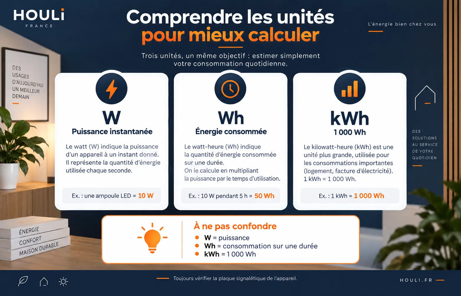 Différence entre watts, wattheures et kilowattheures pour calculer une consommation énergétique