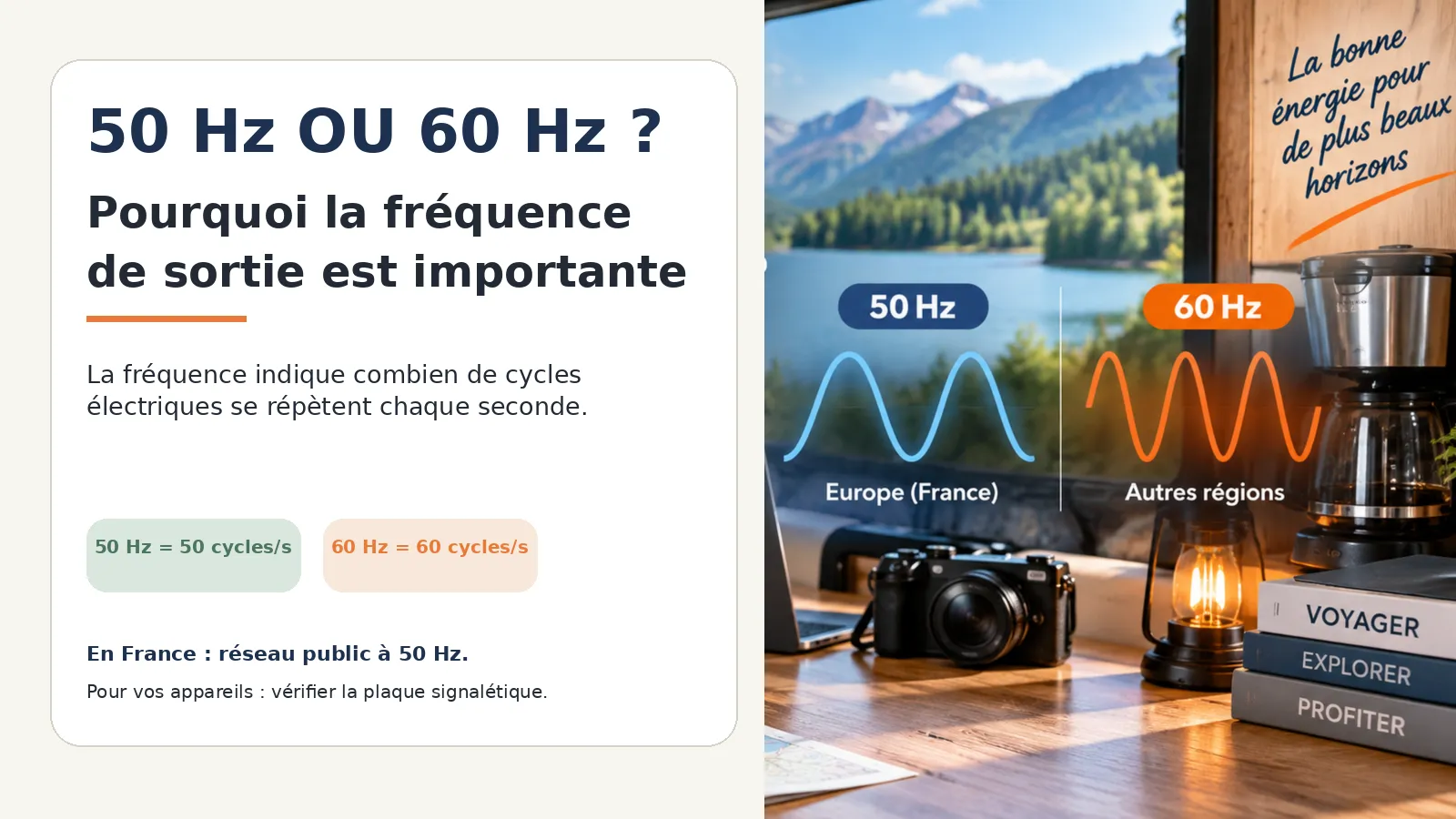 Comparaison entre une fréquence de sortie 50 Hz et 60 Hz pour choisir un convertisseur adapté