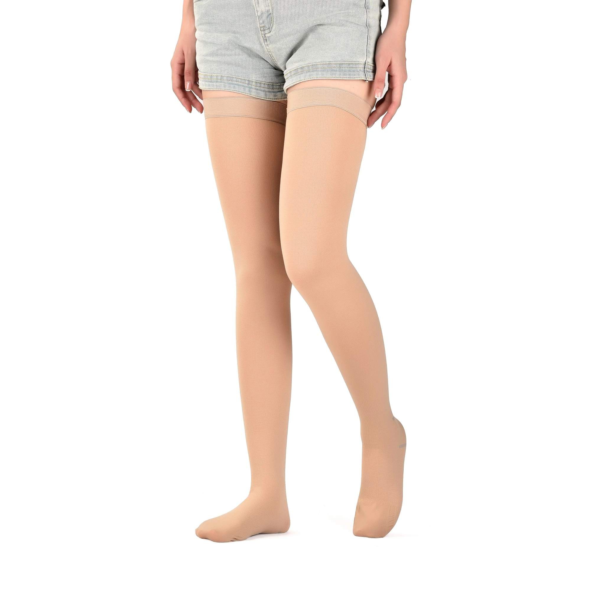 Thigh-high open-toe anti-embolism compression stocking for medical procurement