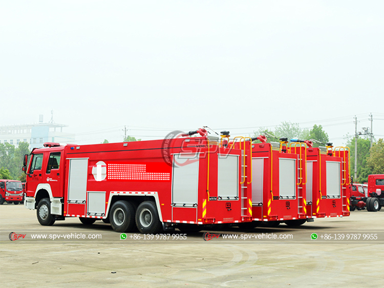 3 Units of HOWO Fire Emergency Vehicles - Rear Left