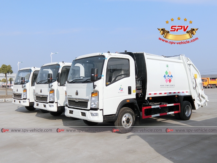 3 Units of HOWO RHD 6 CBM Garbage Vehicles - Front Left