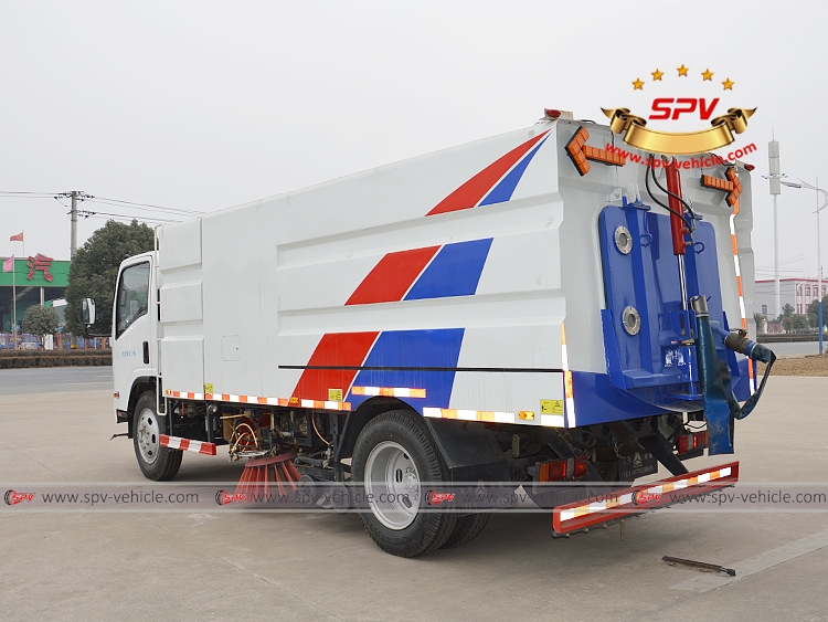 ISUZU NPR Road Sprinkler and Vacuum Truck - Rear Left