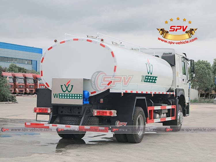 SINOTRUK 15,000 Litres Stainless Steel Fresh Water Truck - Rear Right