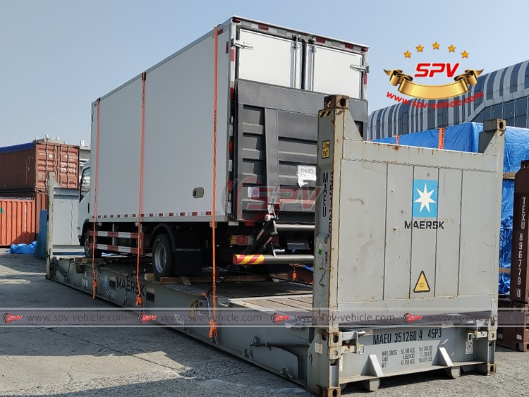 ISUZU Passive Cooling Truck with Tailgate - Loaded Onto Frame Container