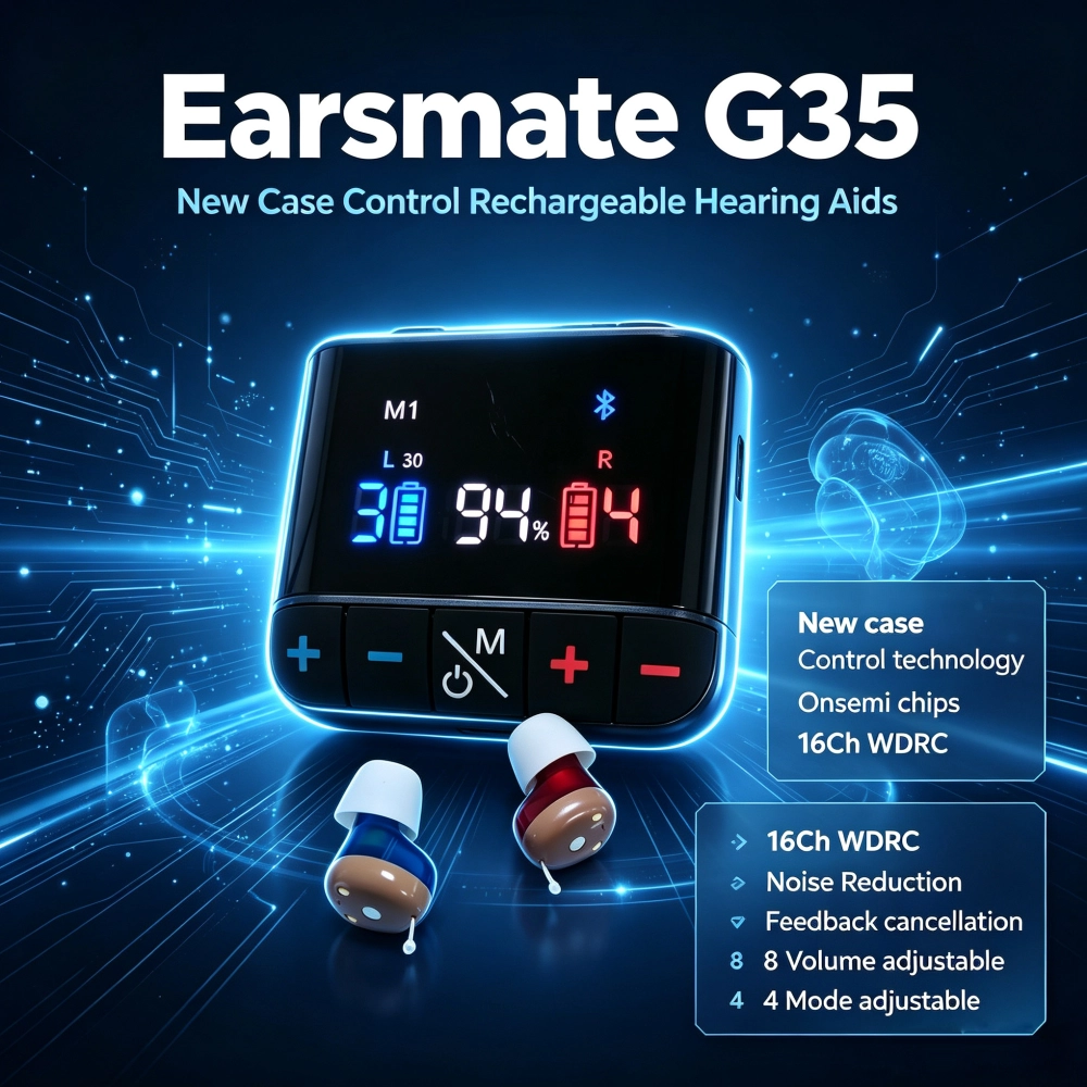 Earsmate G35 rechargeable case-control hearing aid