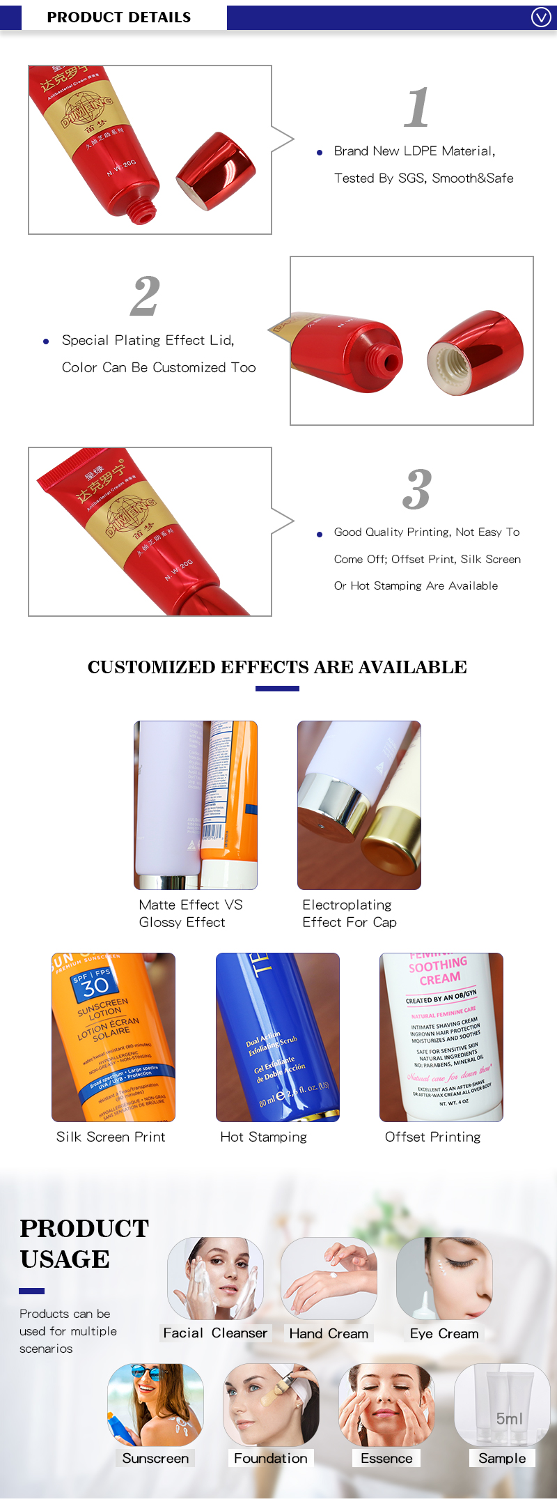 Plastic Empty Facial Care Lotion Containers