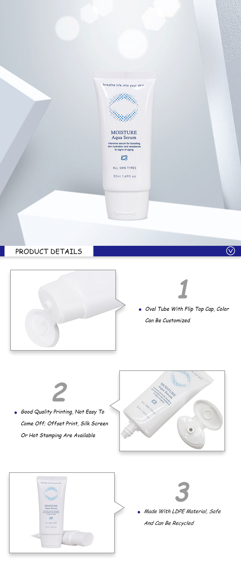 Empty Refillable Squeeze Tube For Lotion, Hand Cream Tube With Flip Cap
