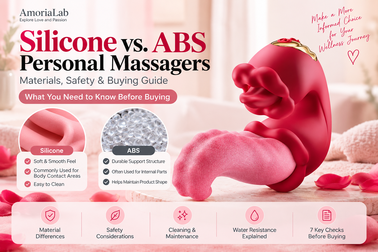 Silicone vs ABS personal massager materials buying guide by AmoriaLab