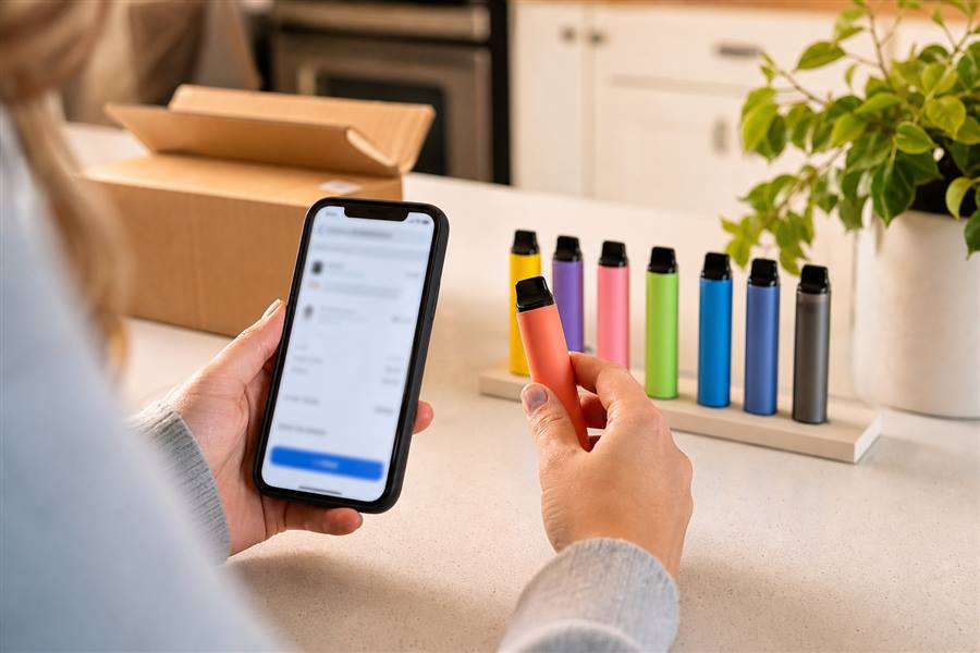 adult shopper checking out disposable vapes online