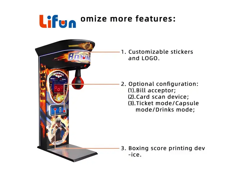 Side view of the LF-CR25 boxing game arcade machine