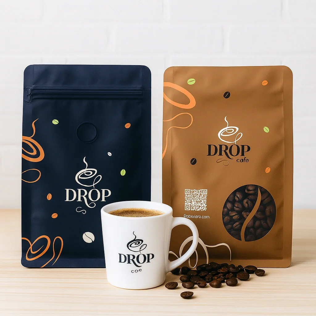 Custom specialty coffee bags with branded coffee mug