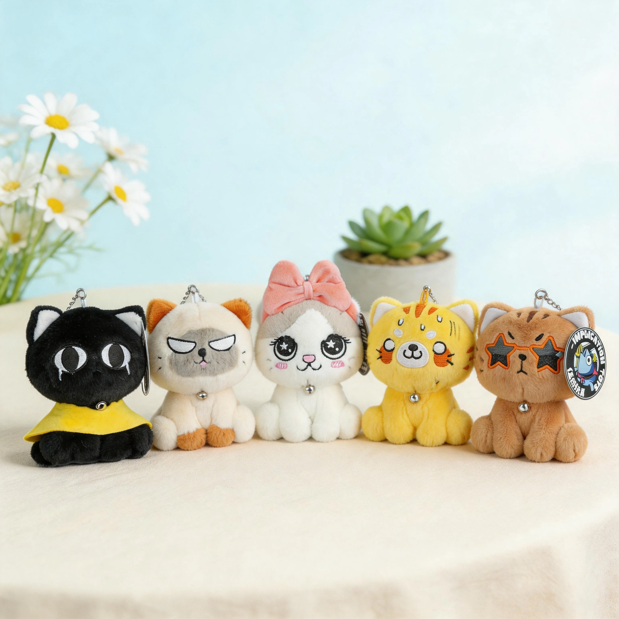 Cat Group Keychain,5 Toys,Cat Group Keychain