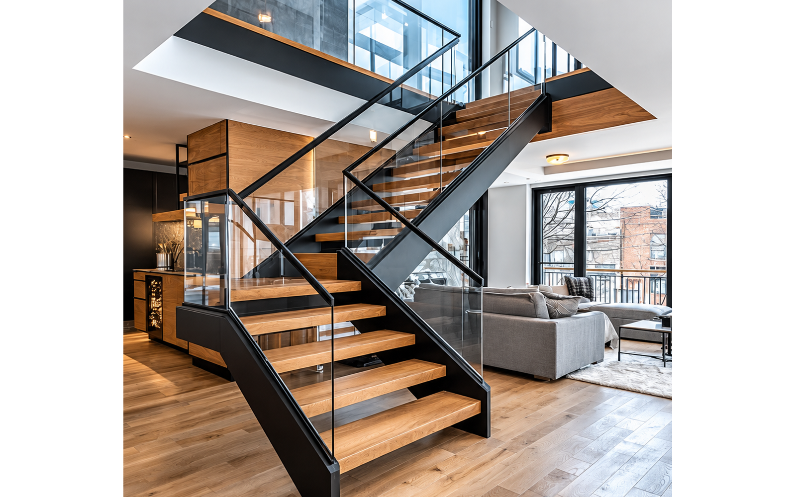Complete Double Steel Plate Stairs configuration