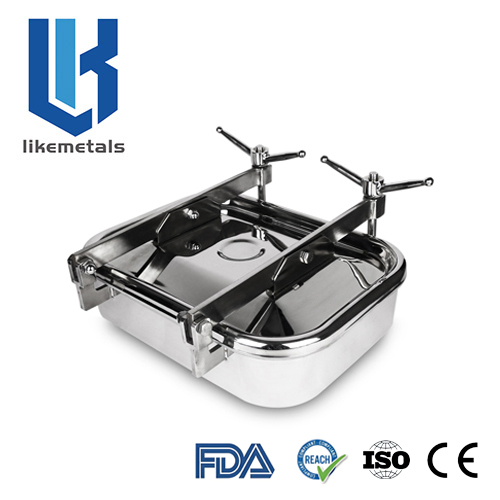 LikeMetals LK-B2 sanitary square manhole with polished stainless cover
