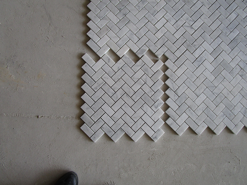 Carrara White Marble Mosaic Tile Polished Carrara Herringbone Mosaic carrara herringbone mosaic.jpg