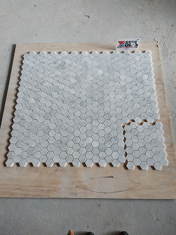 White Carrara Mosaic Tile Marble Mosaic Tile Dalei Stone carrara white mosaic tile.jpg