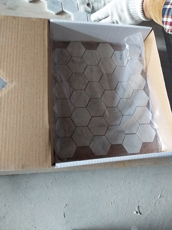 White Carrara Mosaic Tile Marble Mosaic Tile Dalei Stone carrara white mosaic tile.jpg