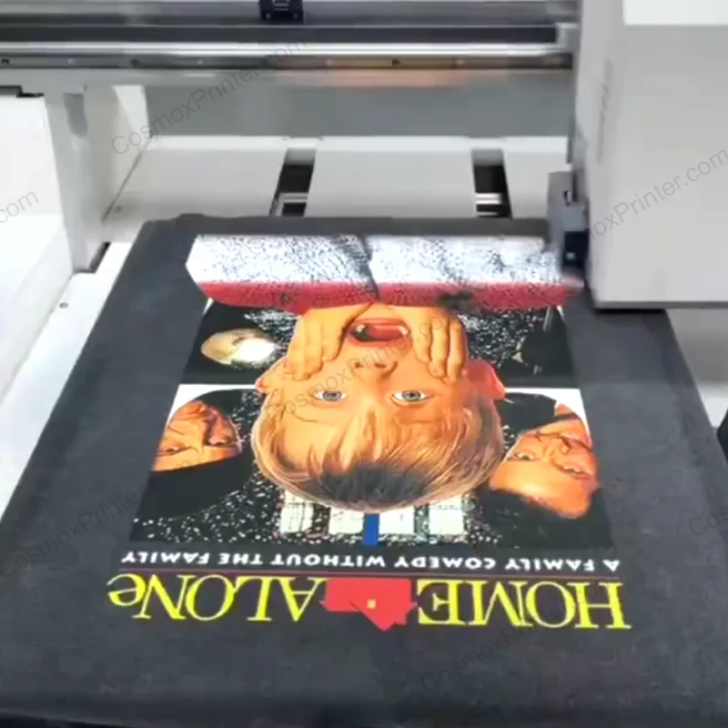 Cosmox Dual Station DTG tshirt printing on black shirt