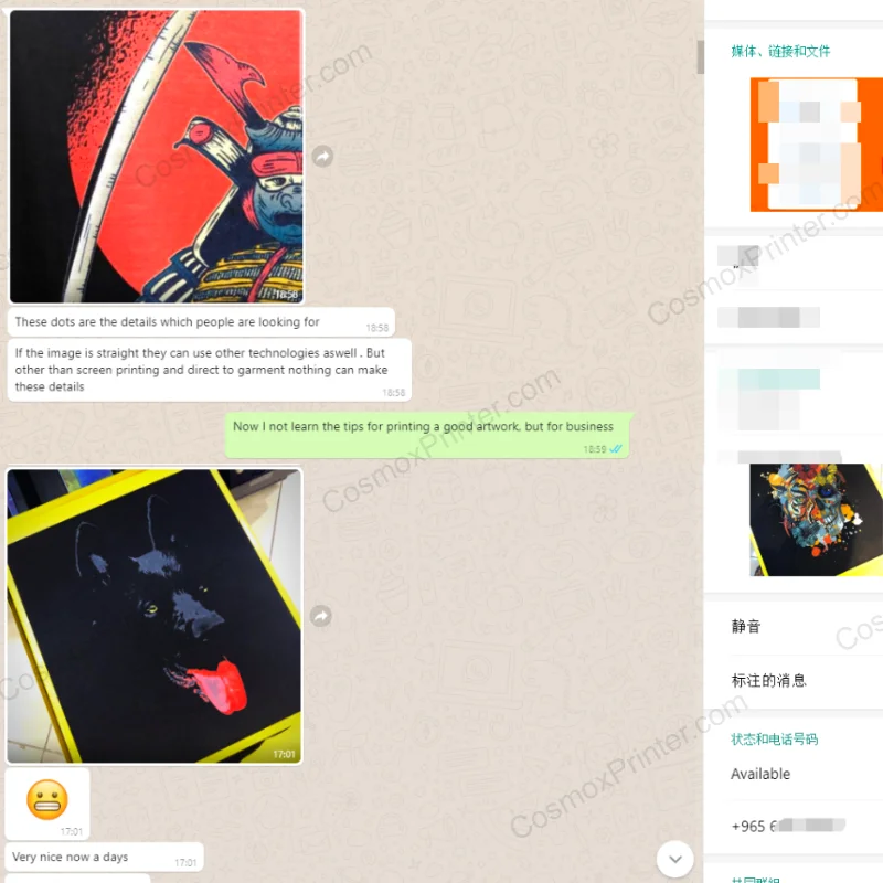 Cosmox dual table DTG printer kuwait customer feedback printing on black shirt