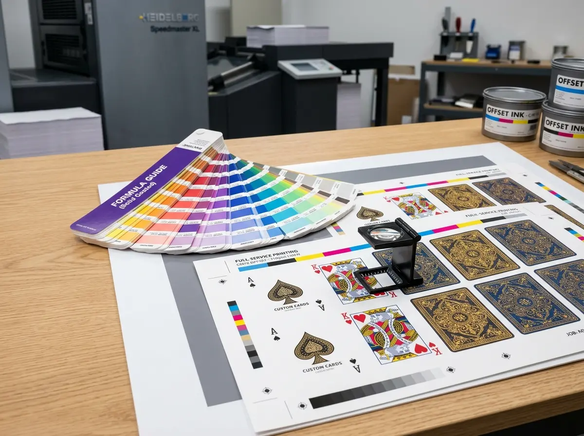 Custom playing cards service using CMYK offset printing and Pantone color matching