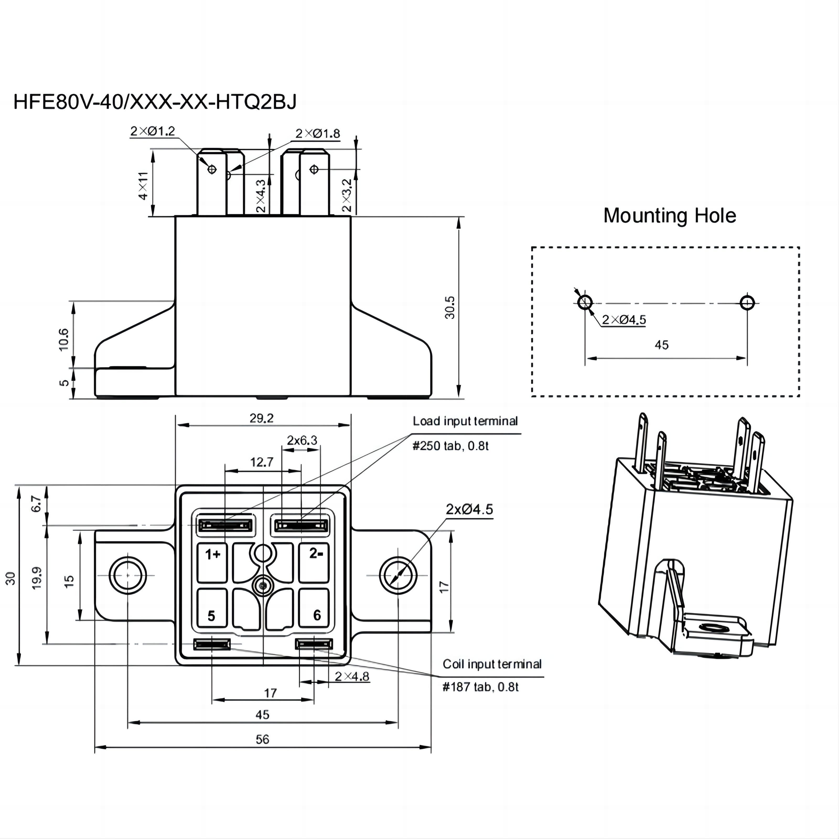HFE80V-40 HONGFA DC Contactor 750V 40A