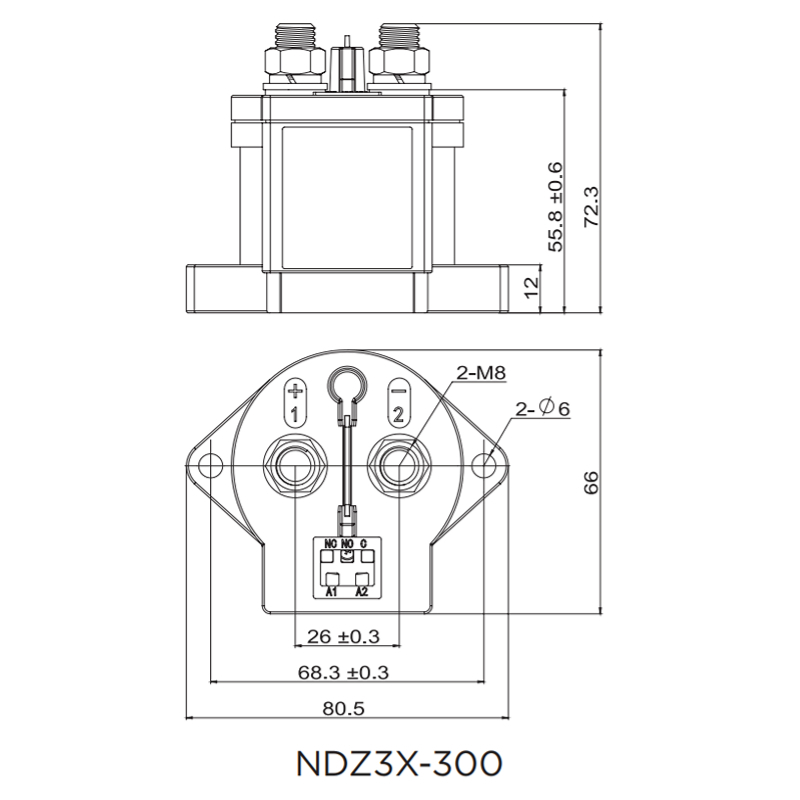 NDZ3X-300 High voltage DC Contactor Coil voltage DC12V DC24V DC48V