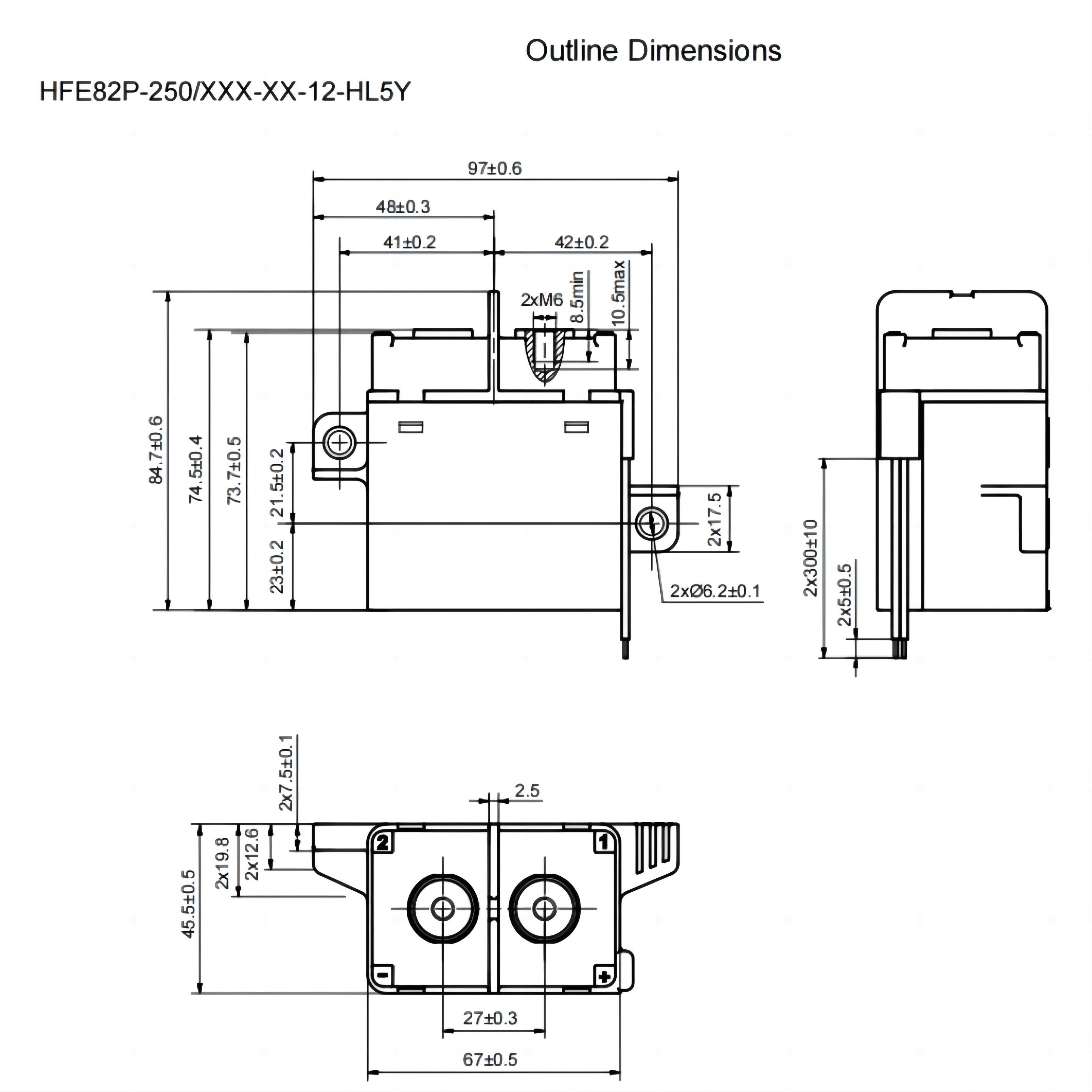 HFE82P-200 HONGFA High voltage DC Contactor 750V 200A