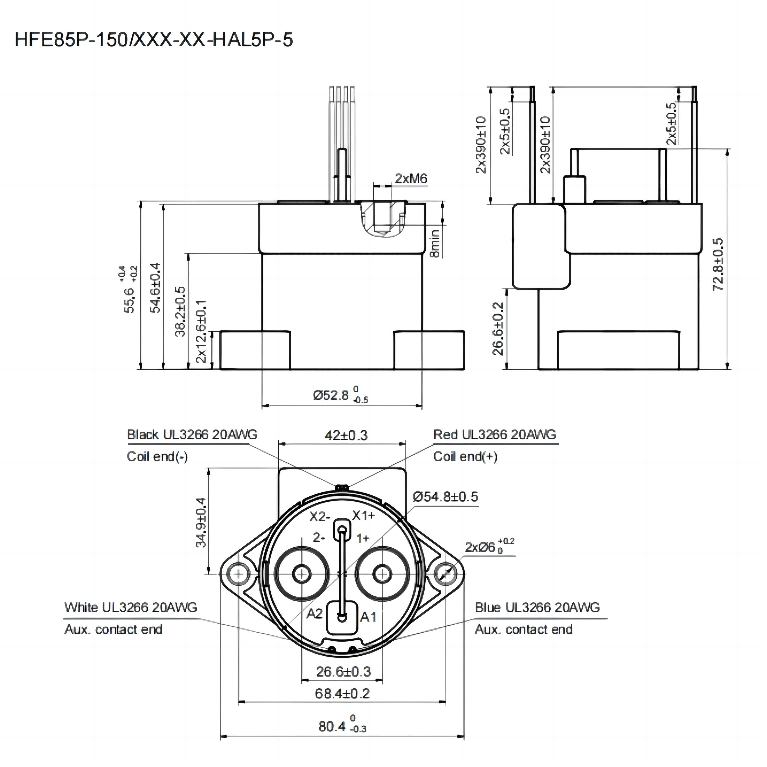 HFE85P-250 HONGFA High voltage DC Contactor 1000V 250A