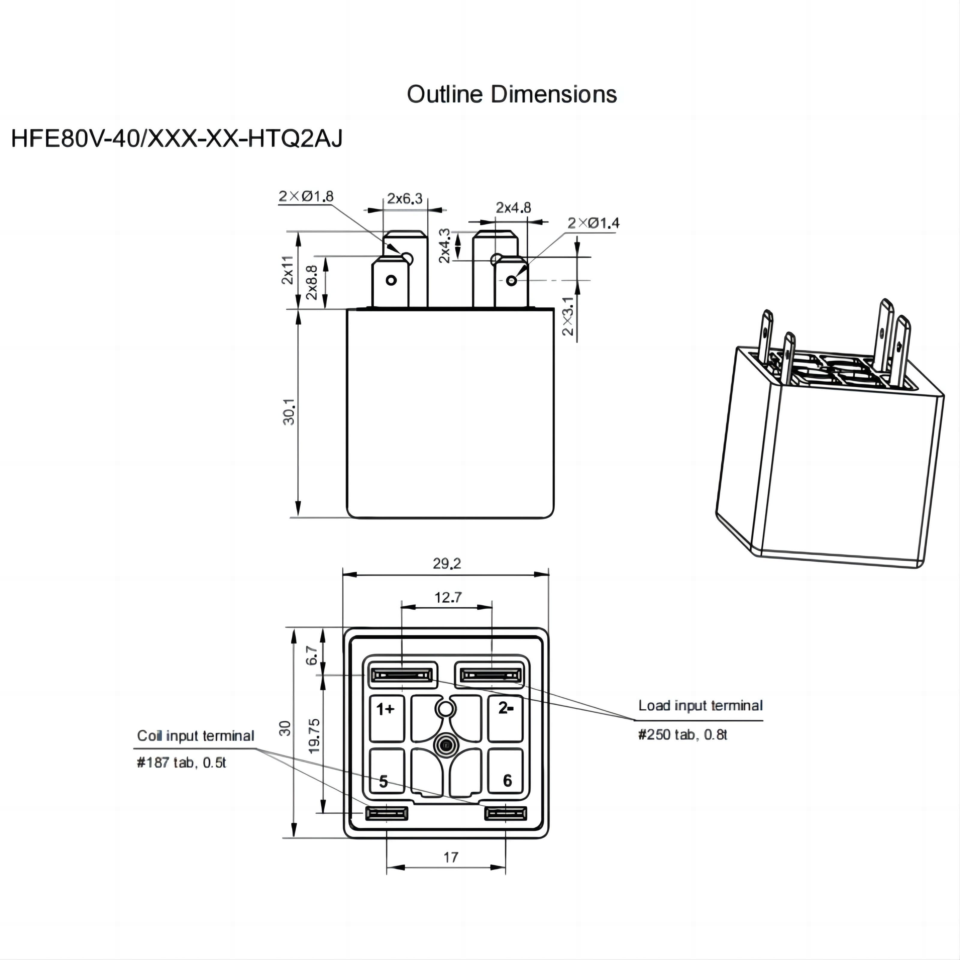 HFE80V-40 HONGFA DC Contactor 750V 40A