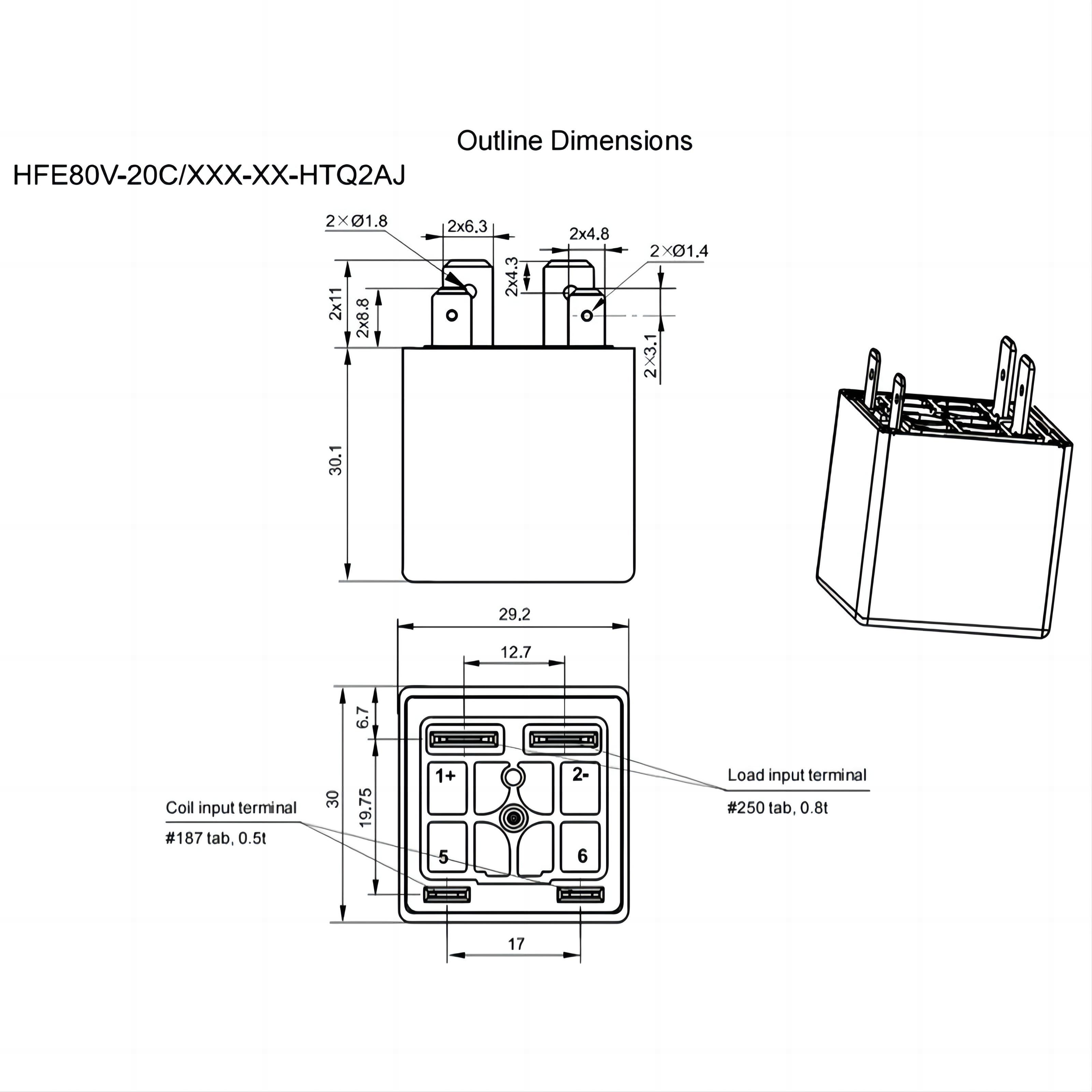 HFE80V-20C HONGFA High voltage DC Contactor