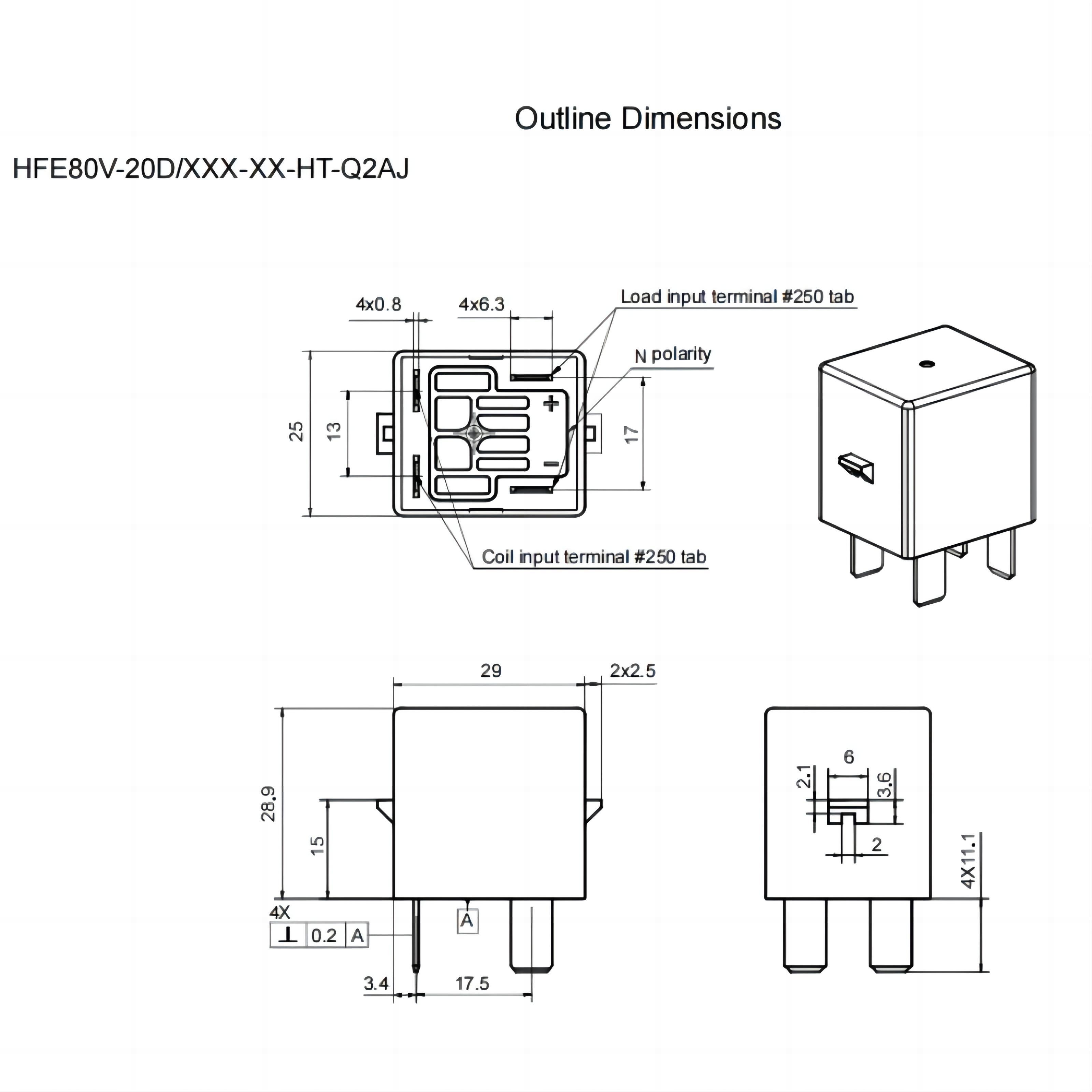 HFE80V-20D HONGFA High voltage DC Contactor