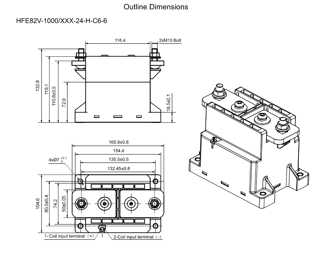 HFE82V-1000D HONGFA 750V 100A DC Contactor