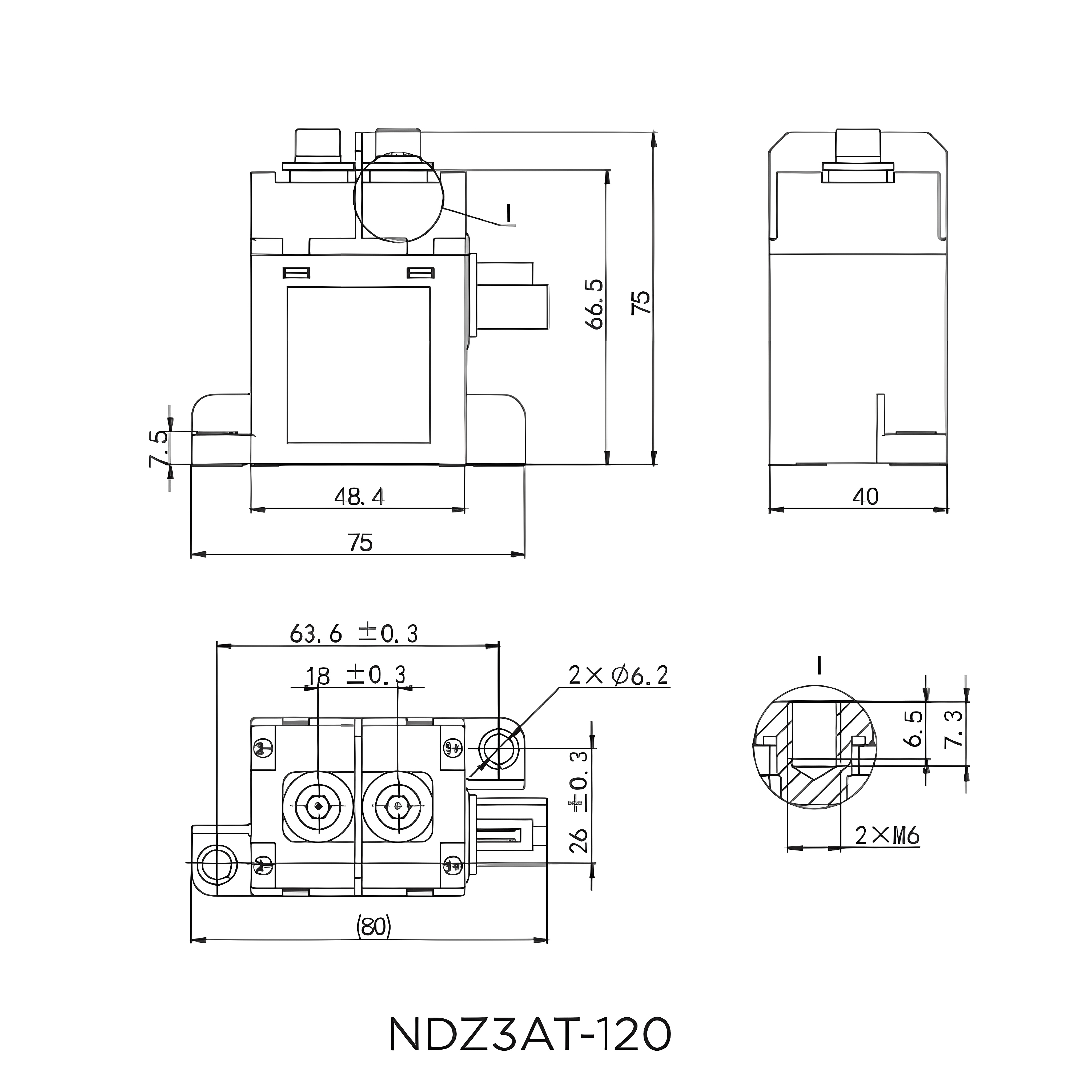 NDZ3AT-120 High voltage DC Contactor DC12V DC24V 120A