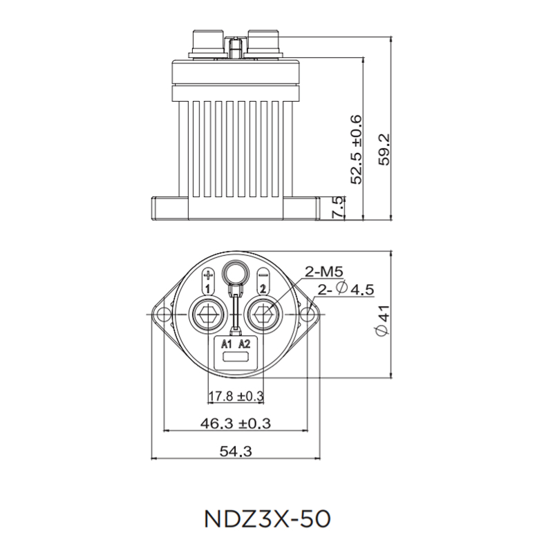 NDZ3X-50 High voltage DC Contactor Coil voltage DC12V DC24V DC48V
