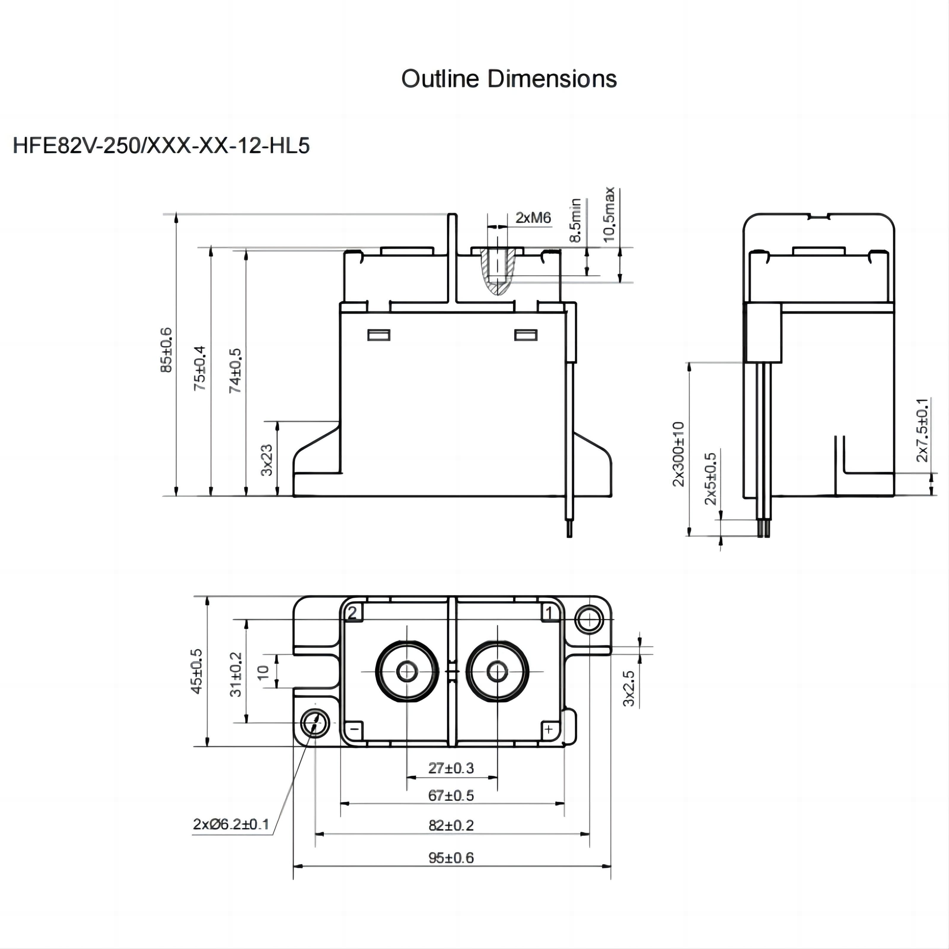 HFE82V-250 HONGFA High voltage DC Contactor 450V 750V 1000V 250A