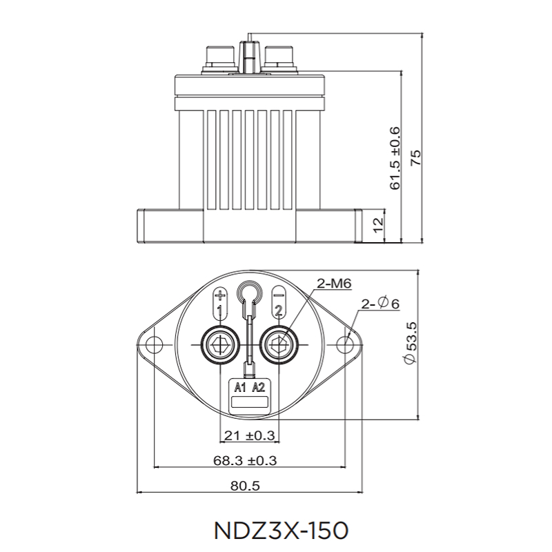NDZ3X-150 High voltage DC Contactor Coil voltage DC12V DC24V DC48V