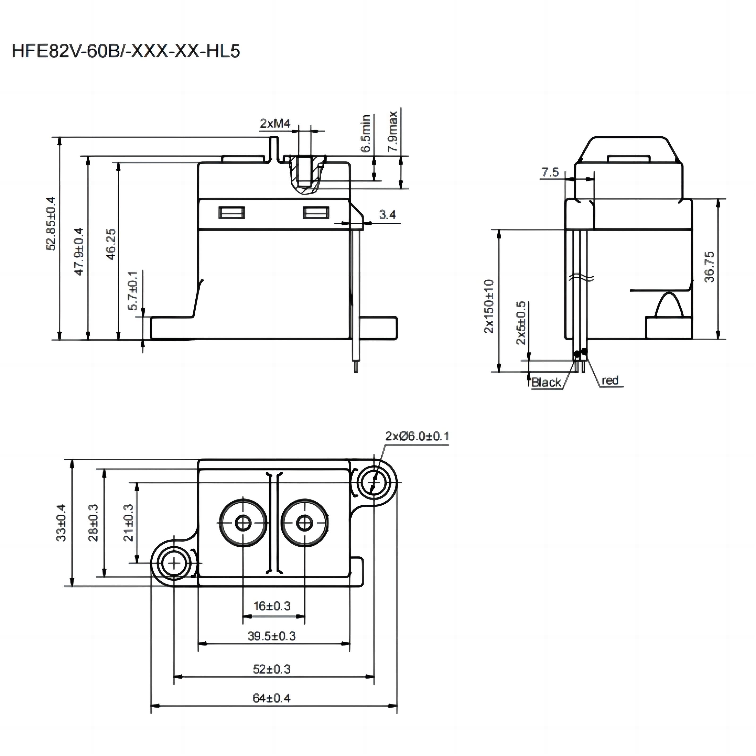 HFE82V-60B HONGFA High voltage Contactor 450V 750V 1000V 60A