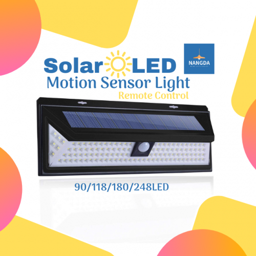 118 LED Solar LED Motion Sensor Light Outdoor LED Lamp 90/118/180/248 LED with Remote Control