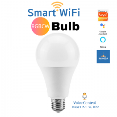 Smart WiFi RGBCW Bulb WiFi LED Lamp RGB LED Lighting Tuya Smart APP Control Amazon Alexa  Voice Control