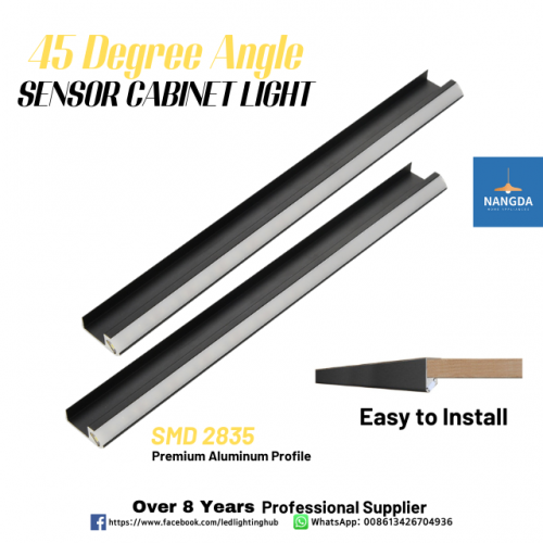 45 Degree Angle Cabinet Light Sensor Light  SMD2835 LED Lighting Premium Aluminum Profile