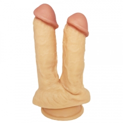 Realistic Double Ended Dildo Sex Toy For Woman or Couples Dual Sided Headed Penetration Dong Device with Simulated Penile Sucker