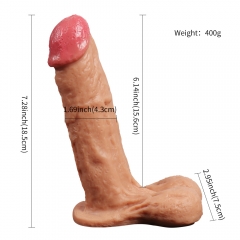 18.5*4.3CM Soft Silicone Realistic Dildo two layer Male Artificial Penis Big Dick Realistic Anal Dildo Huge Sex Toys for Woman