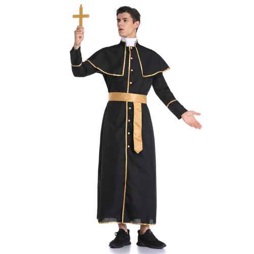 Halloween Priest Theme Costume Carnival Pastor Outfits Catholic Father Uniform