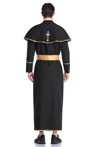 Halloween Priest Theme Costume Carnival Pastor Outfits Catholic Father Uniform