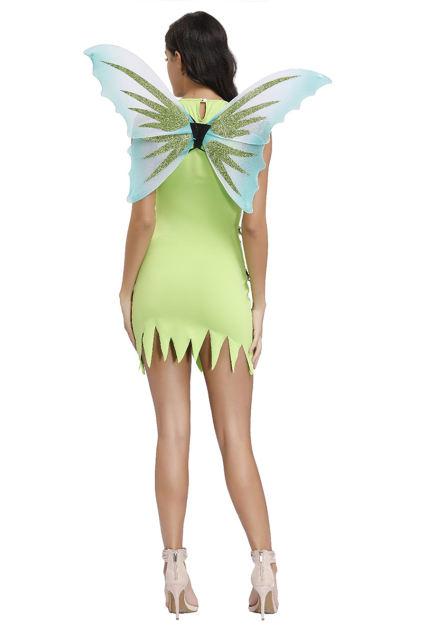 Halloween Nymph Theme Costume Carnival Fairy Tale Uniform Green Elf Dress